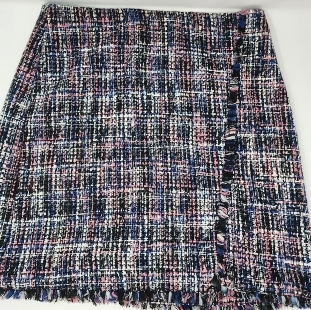 Loft‎ Tweed Fringed Multi-Color Skirt Size 8
